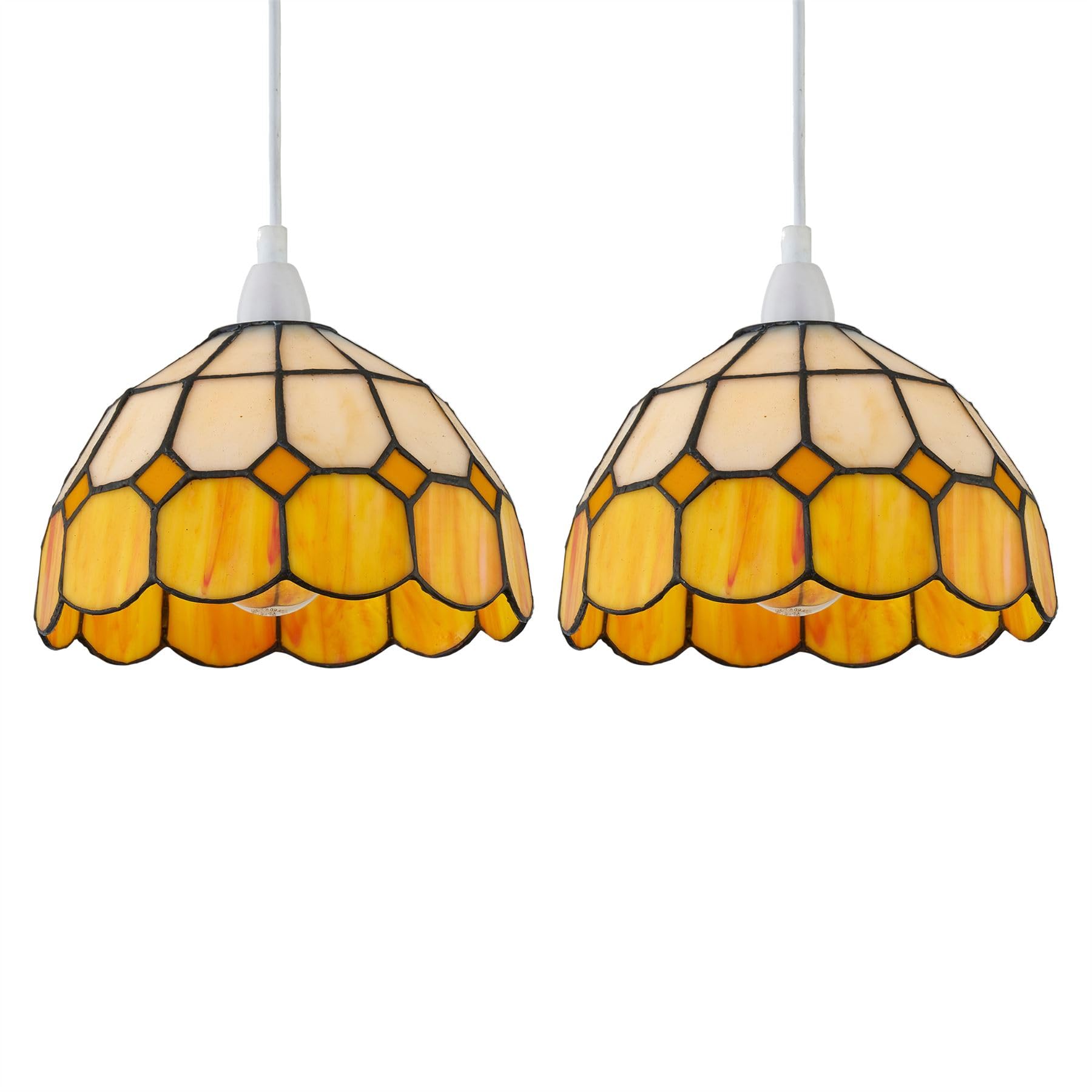 First Choice Lighting Set Of 2 OxfordAmber Tiffany Easy Fit Pendant Shades from B&Q