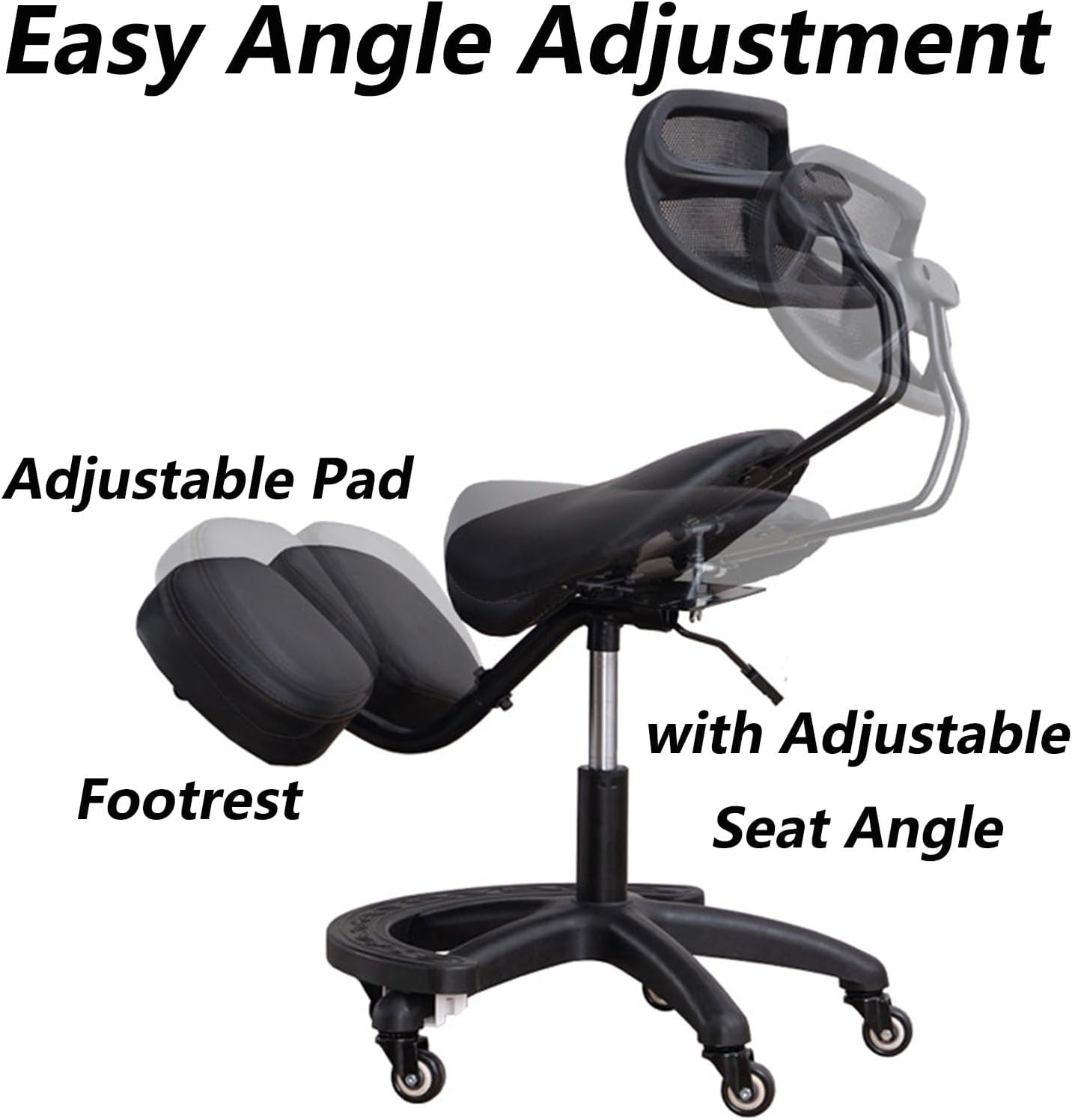 SFKLYU Ergonomic Kneeling Chair Adjustable Posture Chair with High Back Improve Your Posture with an Angled Seat for Home Office with Gliding Casters,A1