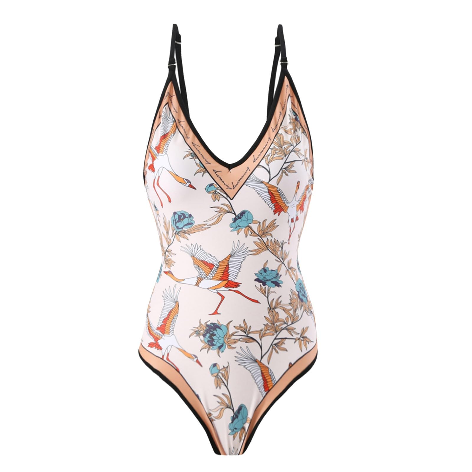 Generisch Costume da bagno da donna stile retrò con scollo a V e gonna da spiaggia copertura avvolgente, due pezzi, bikini set bikini nero da donna
