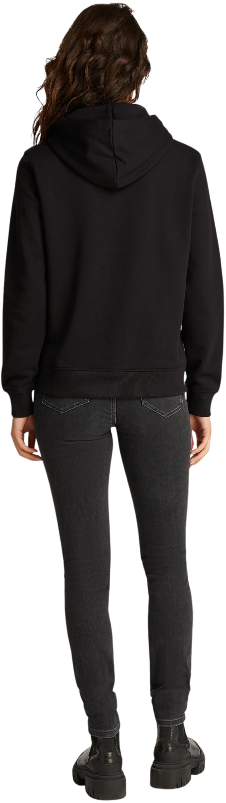 Calvin Klein Jeans Damska WEVEN LABEL REGULAR HOODIE J20J225085 Pulower Bluza z kapturem, Czarna (Ck Black), 3XL, Czarny (Ck Black), 3XL duże rozmiary