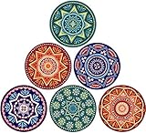 LIFVER Saugfähige Untersetzer für Gläser, 6er-Set Keramik Untersetzer, Tischuntersetzer mit Korkboden für Getränke, Tassen, Riegel, 4 Inches | Grauer Linienstil