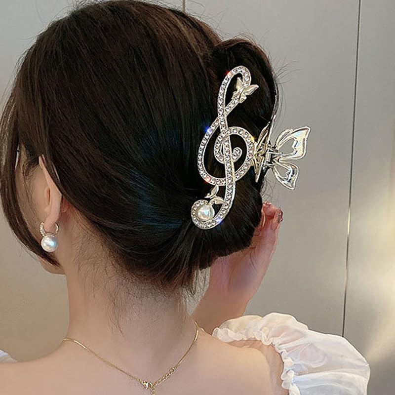 Miniatura 4 de Clip de pelo grande de lujo, clip de garra de diseño único de nota musical G Clef  Accesorios para el cabello para niñas  Clip de fiesta de regalo