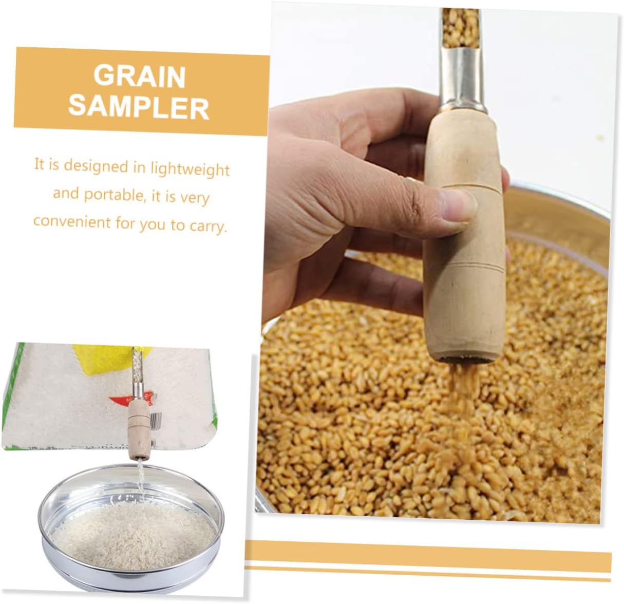 SaditY 4pcs Grain Sampler Sampling Thief Tubes Sampler Probe for Powders Rice Sampler Garden Sampler Agriculture Sampler Soil Sampler Probe to Rotate Wheat Probe Tube Stainless Steel