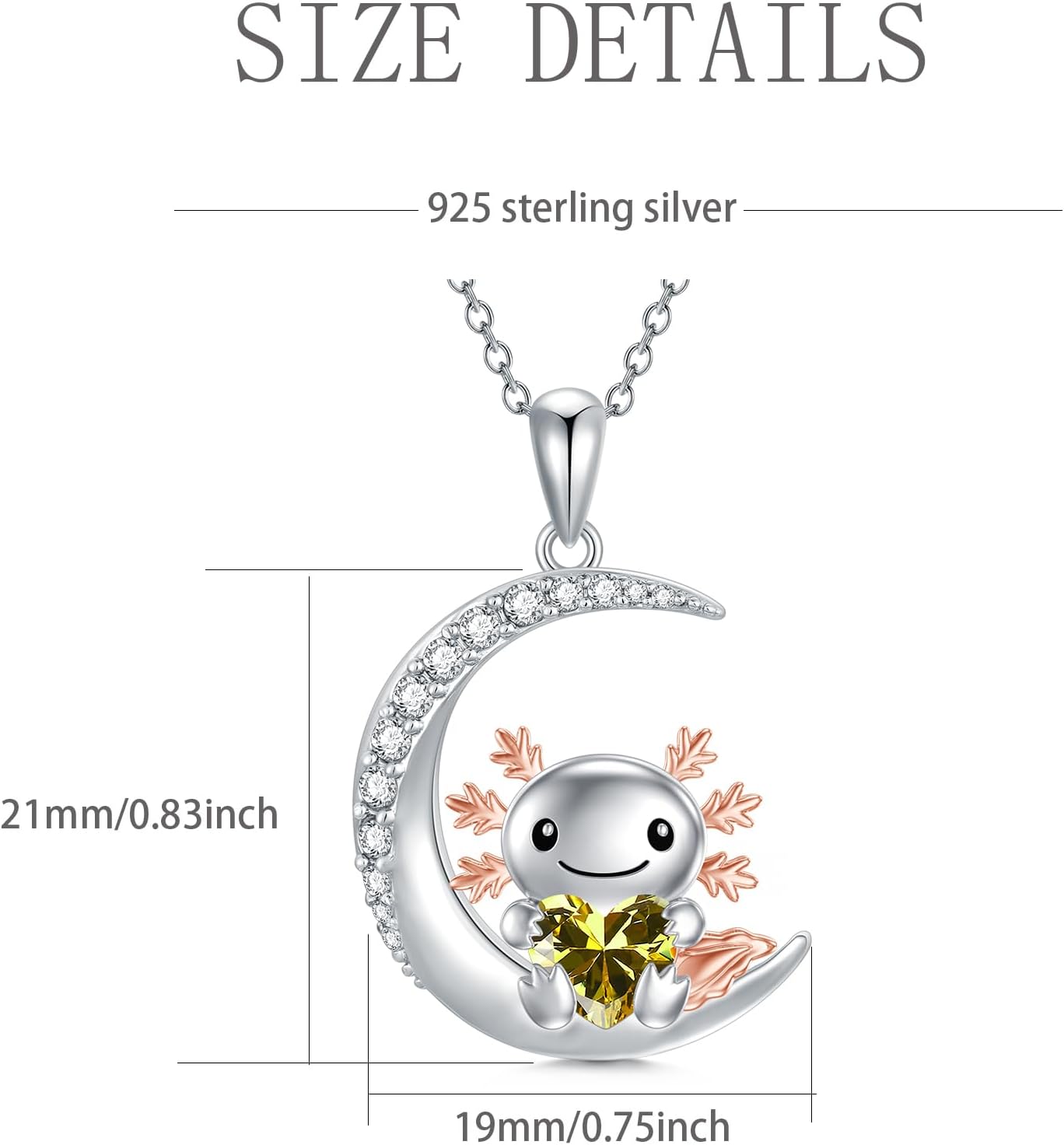PROESS Animal Birthstone Necklace 925 Sterling Silver Otter/Axolotl/Hippo/Elephant/Dachshund Pendant Necklace Animal Birthstone Jewelry Gifts for Women - Image 3