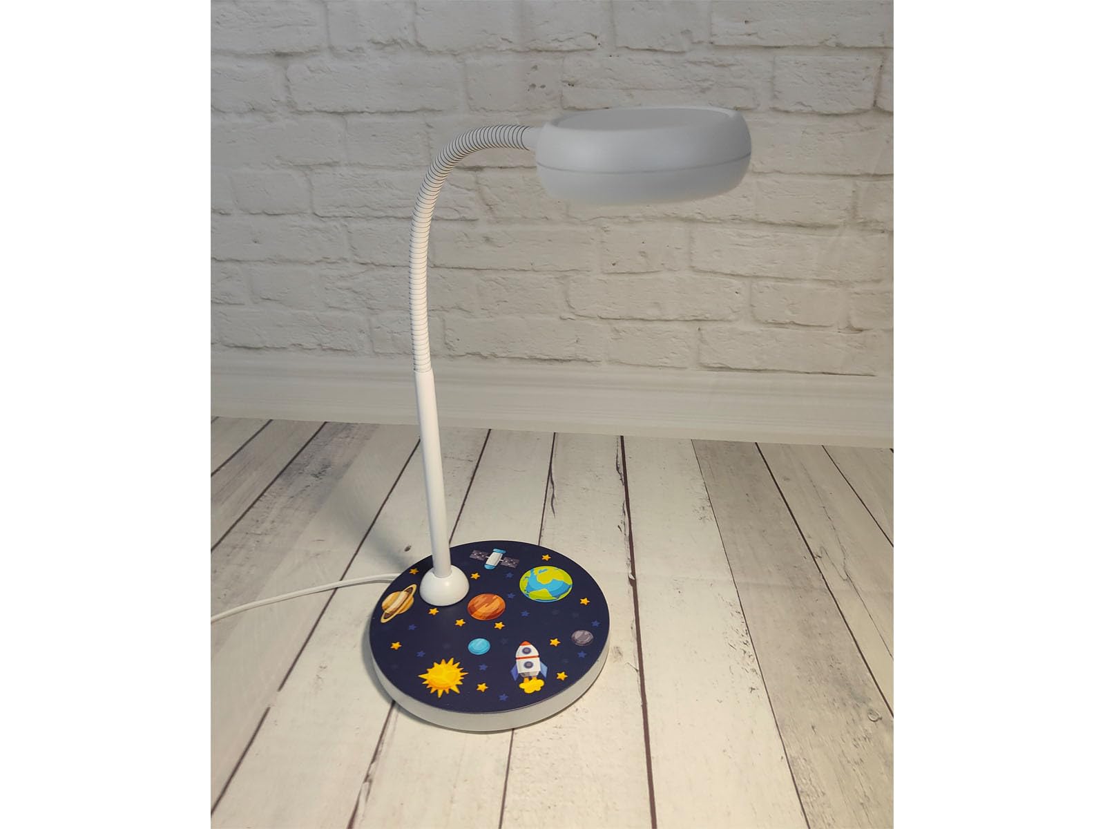 meineWunschleuchte Kinderzimmer Schreibtischlampe WELTALL mit Flexarm, Höhe 43cm