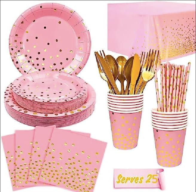 Party Supplies set 200 pc Severs 25 Disposable Party