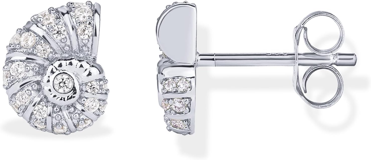 PAVOI 14K Gold Plated 925 Sterling Silver Posts Seashell Statement Earrings for Women | Cubic Zirconia Reconstructed Baroque Freshwater Pearl Stud Earring | Brushed Textured Conch Chunky Earrings