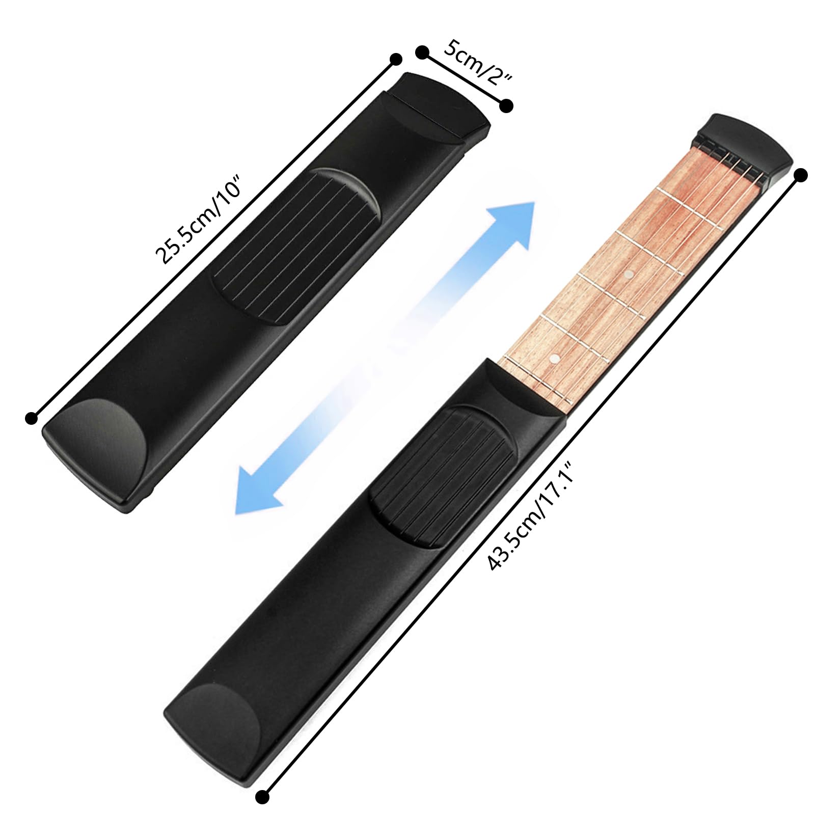 Musiin Pocket Guitar Fretboard Guitar Practice Neck,Portable 6 Fret Guitar Chord Practice Tool for new beginner(Black) - Image 2