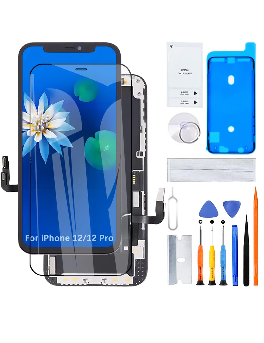 H&LYCYJ Display per iPhone 12/12 Pro A2403 A2172 A2402 LCD di ricambio 3D Touch Full HD Touch ID Digitizer cornice di montaggio, adesivo impermeabile, kit di riparazione
