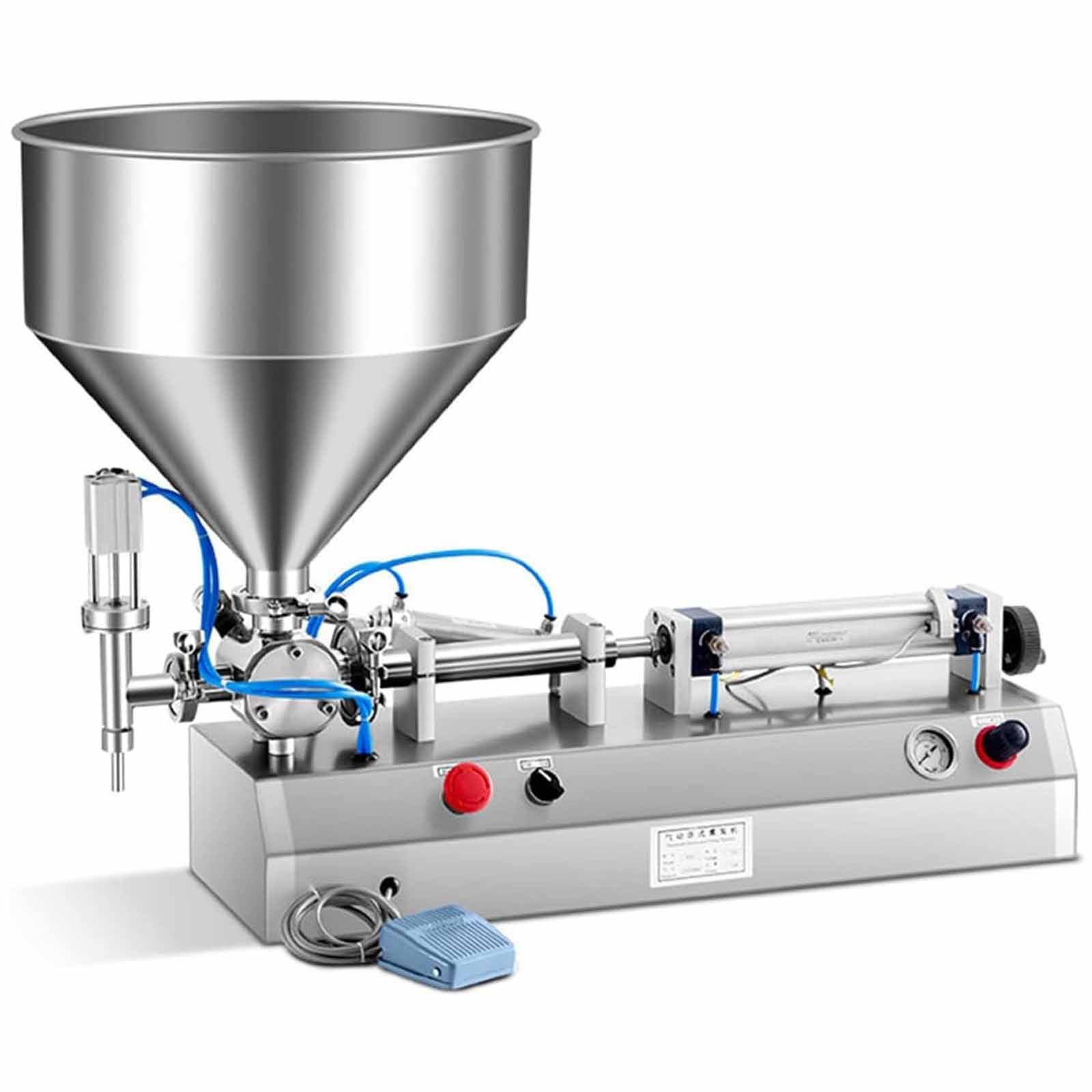 Paste Bottle Filling Machine, Manual Liquid Filling Machine, Horizontal Pneumatic Filling Machine with Hopper, for Perfume/Beverage/Water Small Bottles (40ml)