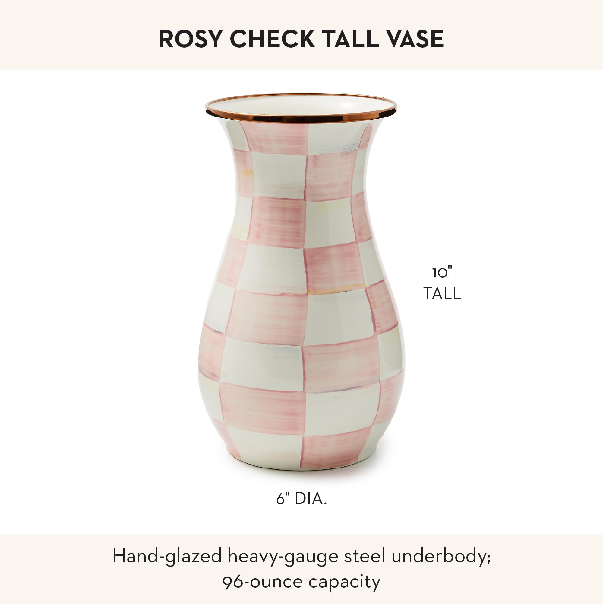 Amazon.com: MACKENZIE-CHILDS Tall Enamel Vase, Unique Flower Vase