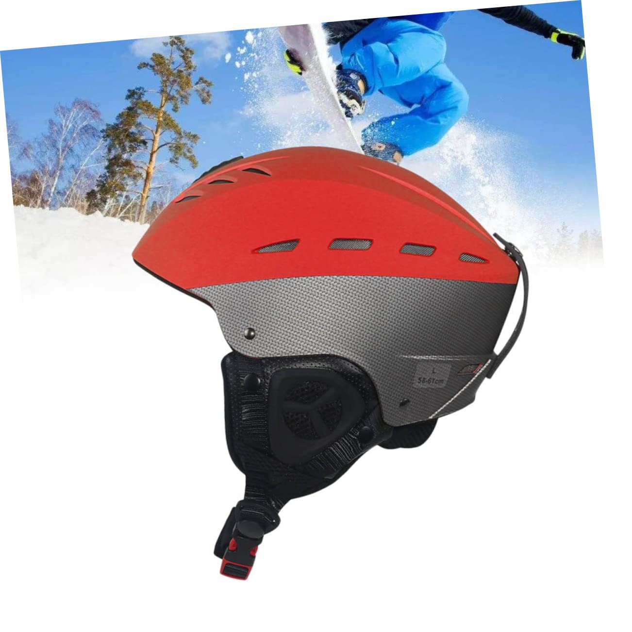BESPORTBLE Casque de Ski Rouge Unisexe M 55-58cm, Abs, 16 Aérations
