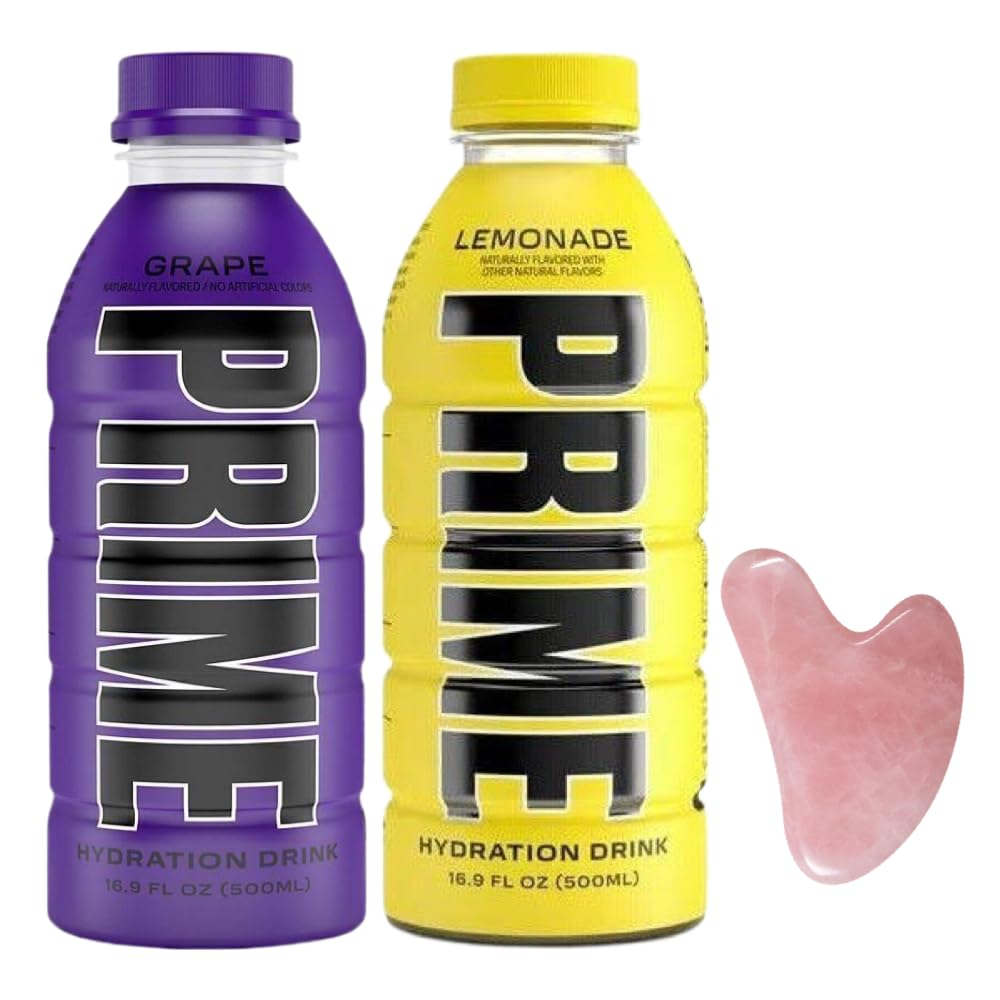 PRIME Hydration Grape & Lemonade - USA IMPORT Sports Drink by Logan Paul & KSI - With Gua Sha