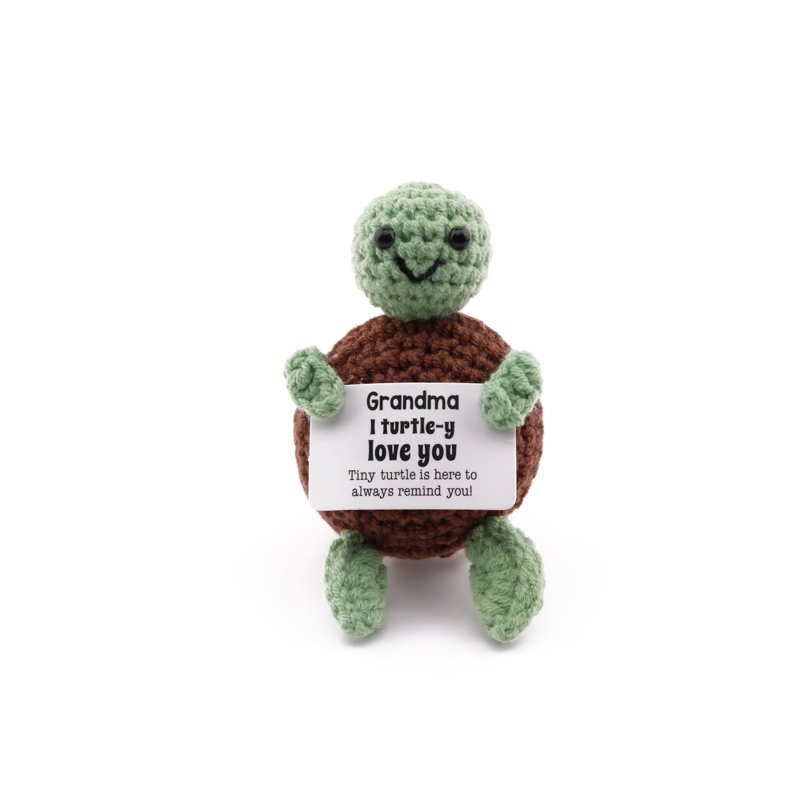 caiyjhao Crochet Interesting Mini Turtle, Inspirational Crochet Turtle, with Emotional Support Card, Lovely Wool Turtle, Birthday Gift for Grandma,