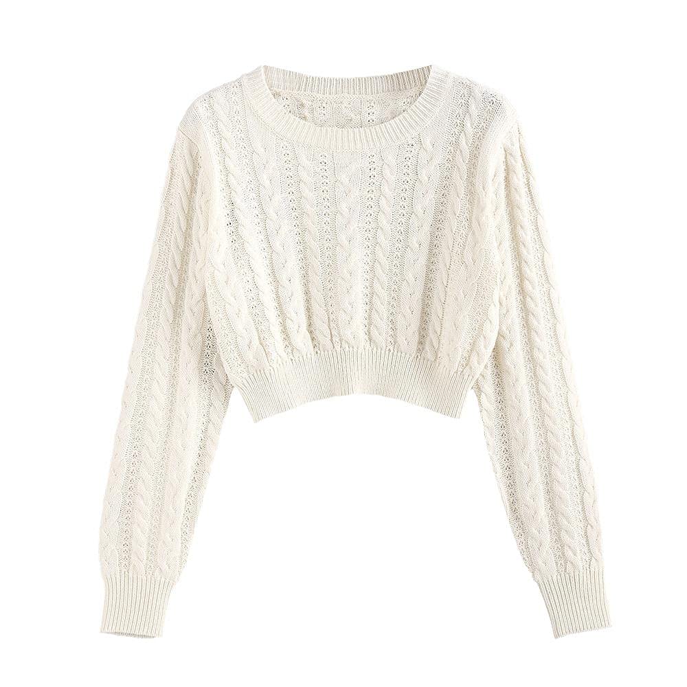 ZAFUL Women's Long Sleeve Cropped Sweater Knit Pullover Top