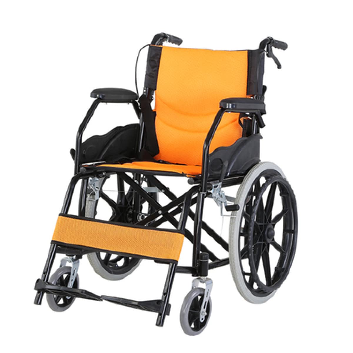 SXSLTSA Steel Folding Household Mobile Portable Wheelchair Self Propelled Travel Chair Mobility Device with Footrests and Backrest for Seniors and Handicapped (D)