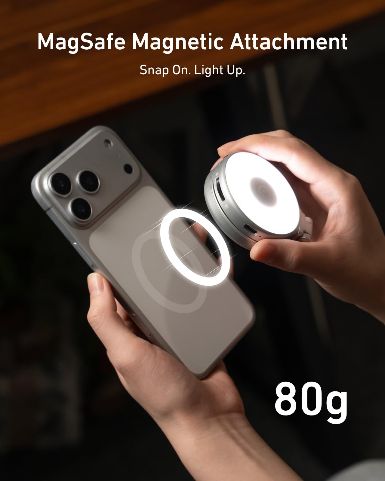 TELESIN Luce Selfie RGB Magnetica 4 in 1 per iPhone & Android, Luce Video LED 360° Ricaricabile con Specchio e CCT 2500K–7000K, Compatibile MagSafe, per TikTok, Vlog, Trucco, Fotografia, Streaming