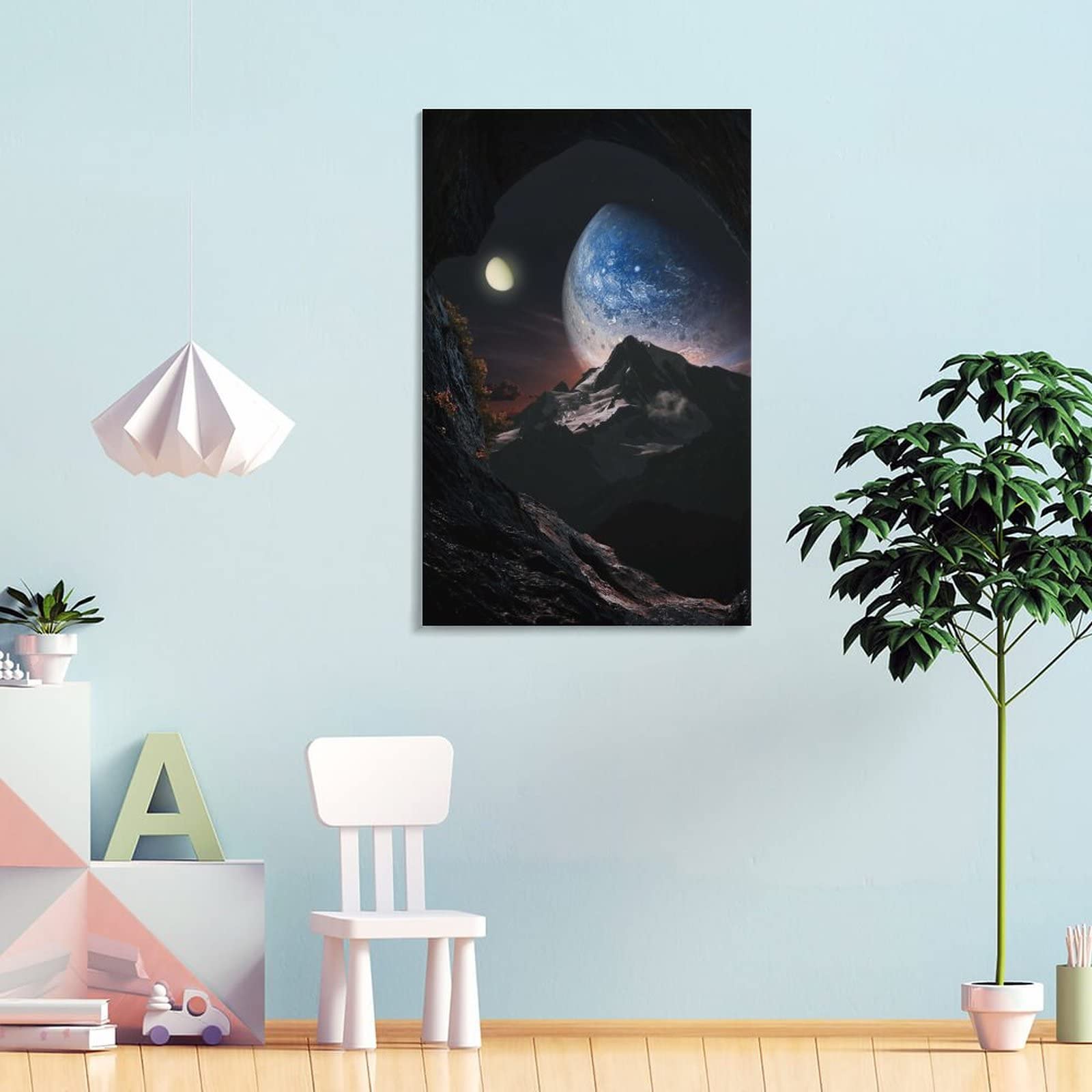 Amazon.com: ruowang Mountain Cave Planet Night Sky Creative Sci-fi Canvas  Art Poster and Wall Art Picture Print Modern Family Bedroom  Posters08x12inch(20x30cm): Posters & Prints