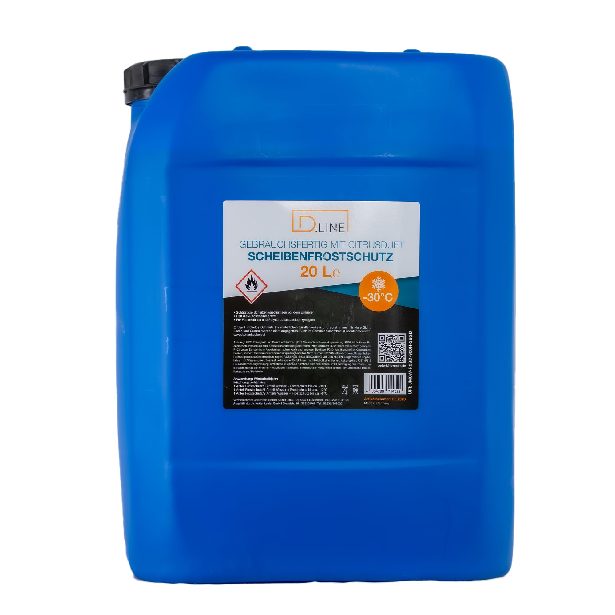 D.LINE Scheibenfrostschutz gebrauchsfertig -30°C, 20 Liter | Citrusduft