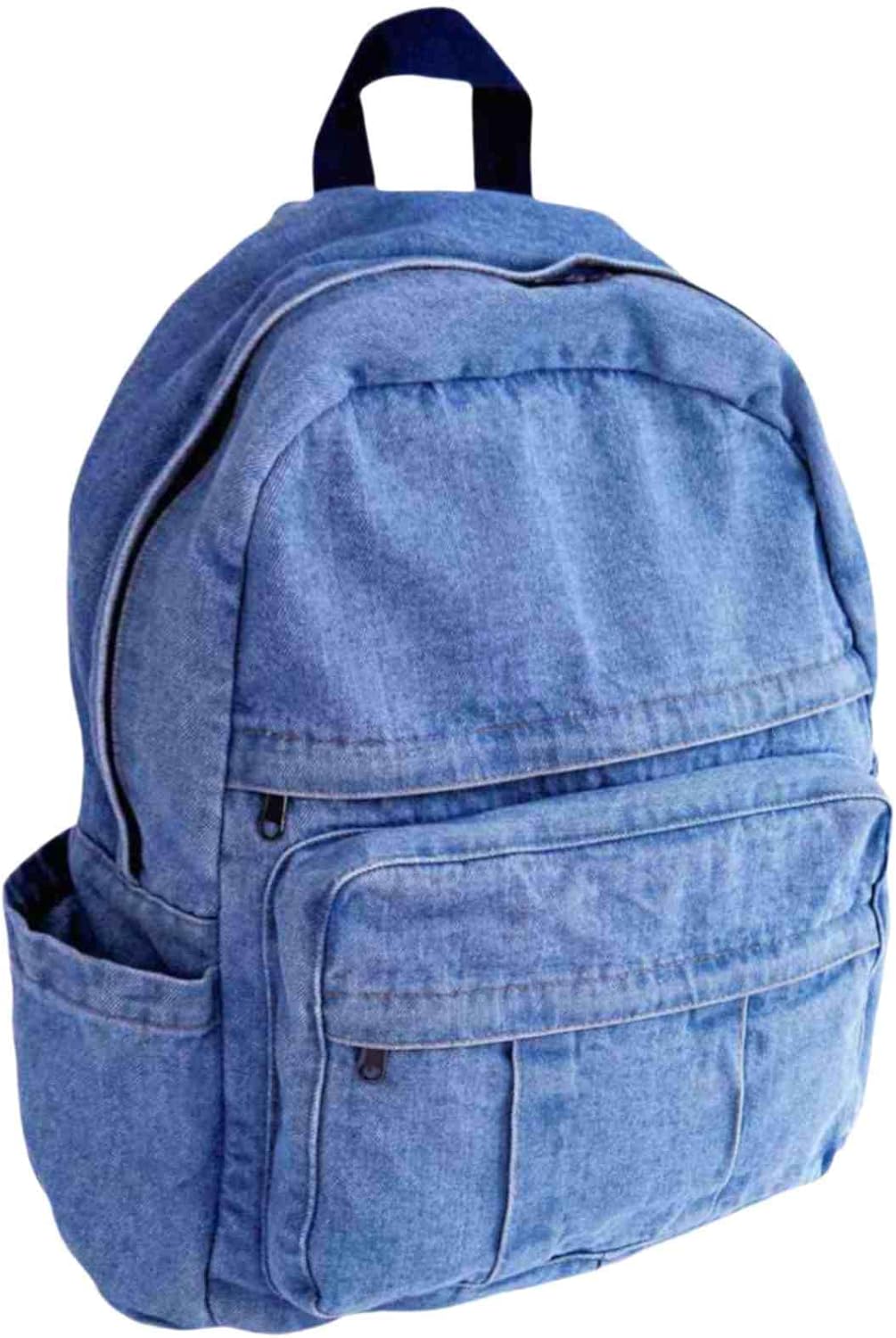 GAMLFL Light Wash Denim Jean Backpack for Women & Men Retro Aesthetic Rucksack Basic Backpack for High School/College Students Travel Laptop Bag