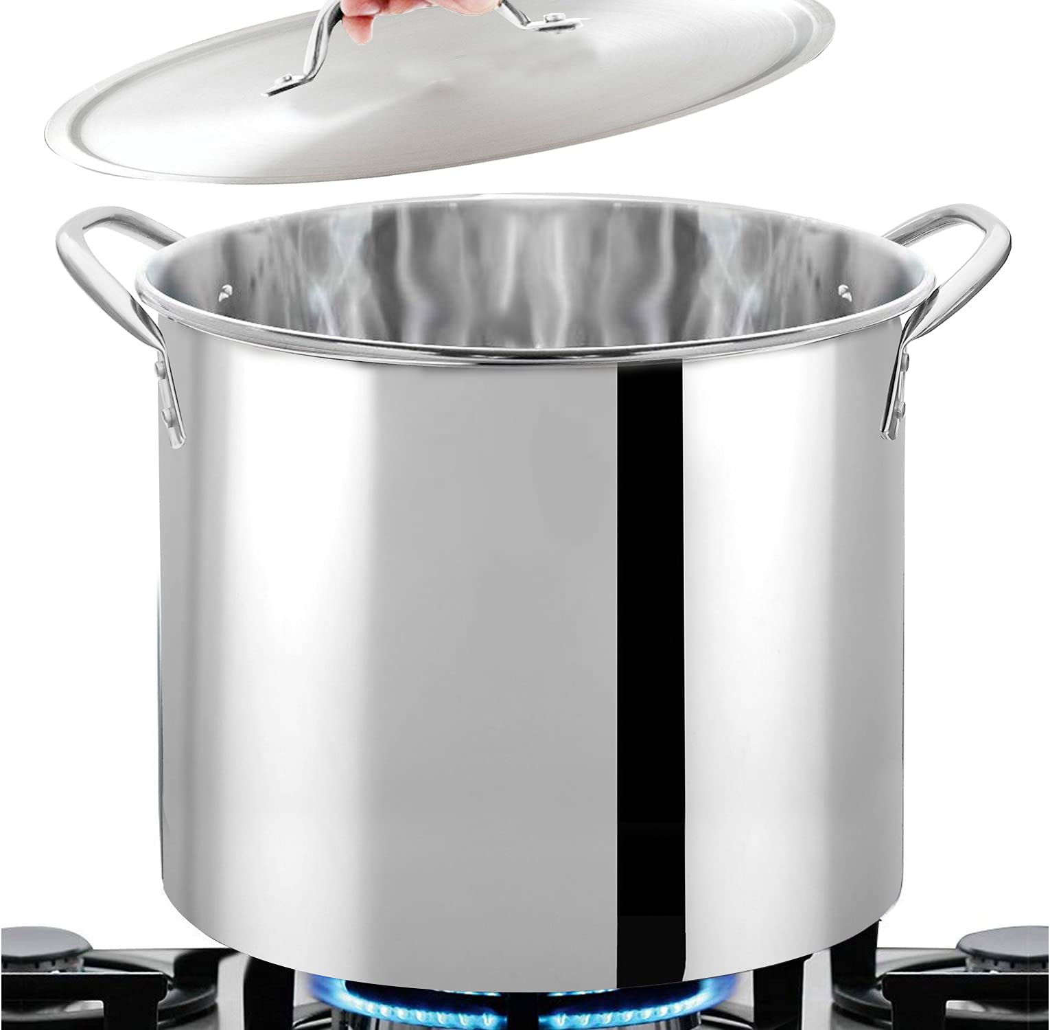 Olla de acero inoxidable, 20 cuartos con tapa