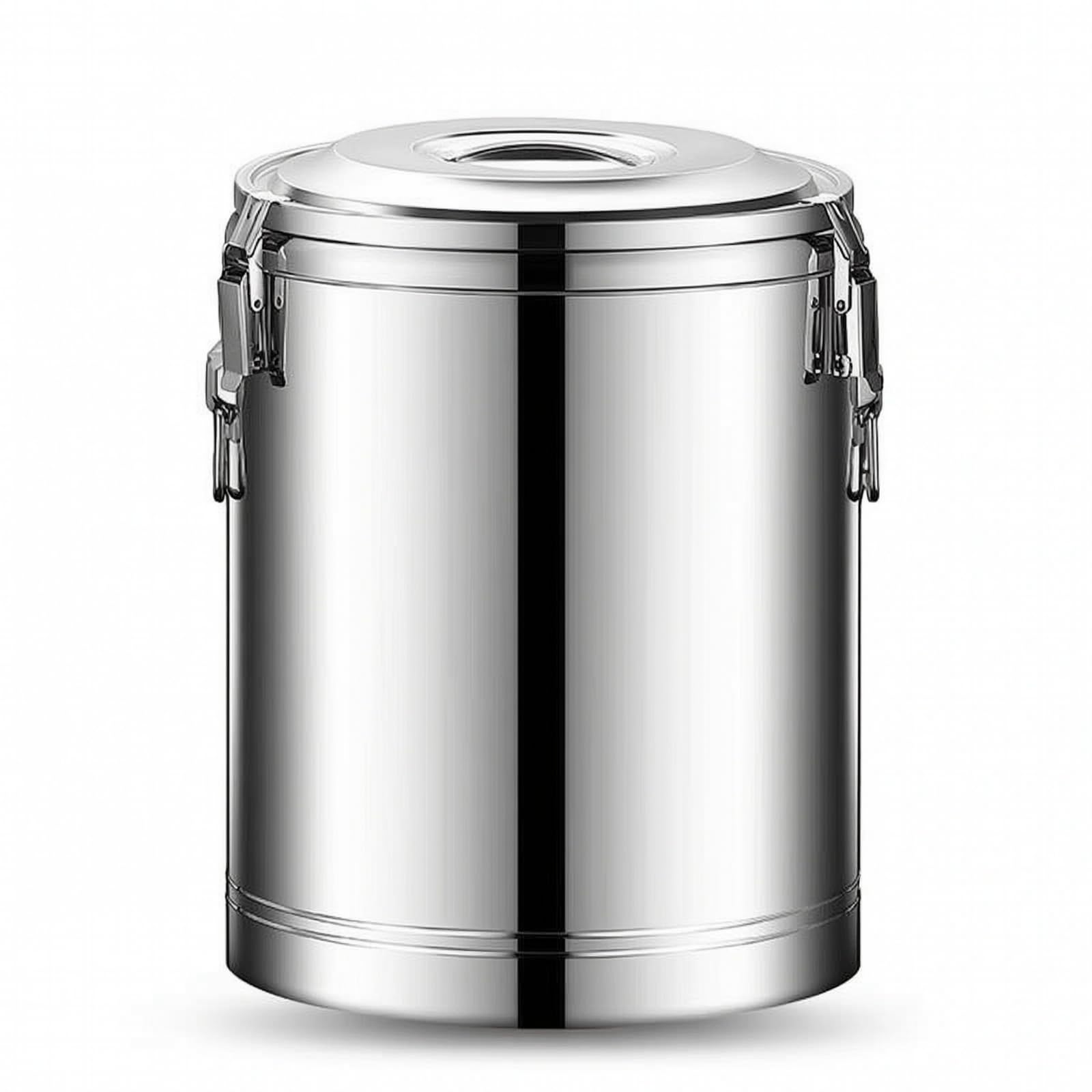 Cubo Térmico con Tapa Comercial Contenedor Isotérmico Acero Inoxidable Sellado Tarro Aislado con Tapa para Restaurantes, Cafeterías, Comedores, 60L, Sin Grifo