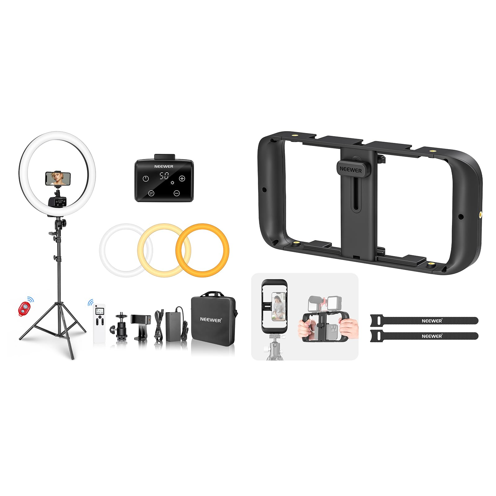 NEEWER LEDライトセット 3200-5600K Amazon.com : Neewer APP Control 16-inch LED Ring Light