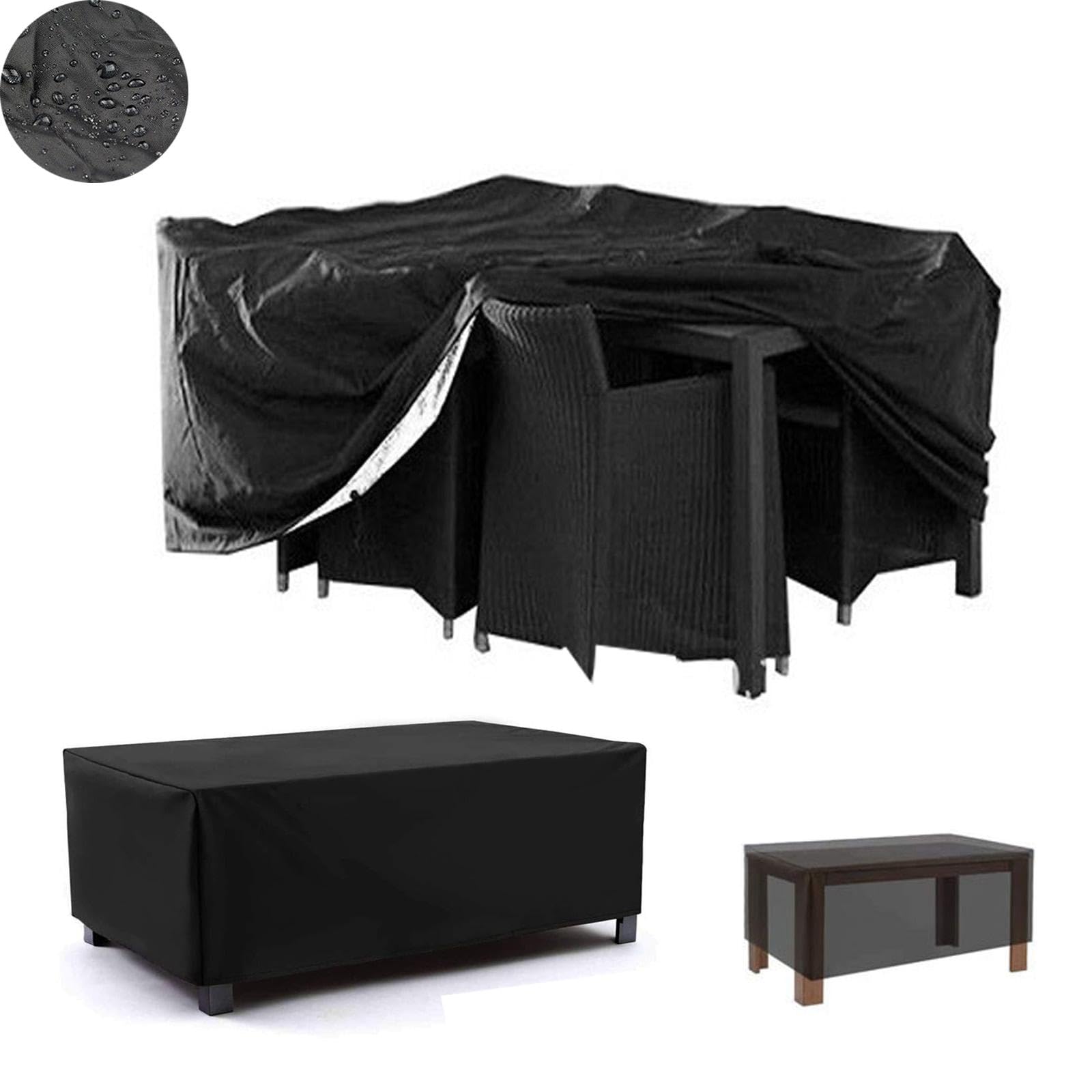 Copertura Per Mobili da Giardino, 225x170x100cm/LxWxH Panno Oxford 600D Impermeabile Copertura,Tavoli e Sedie da Cortile Raggi UV, Quadrato Resistente Allo Strappo Copertura Tavolo