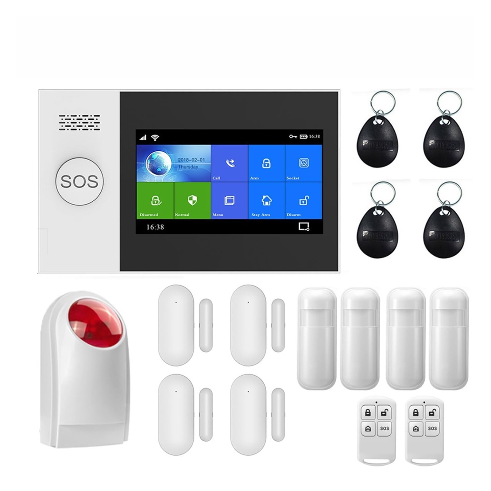 Smart Alarm 4.3 Pollici Full Touch Screen 433 MHz Wireless GSM Di Allarme Antifurto Domestico Con Rilevatore Di Sensore Di Movimento