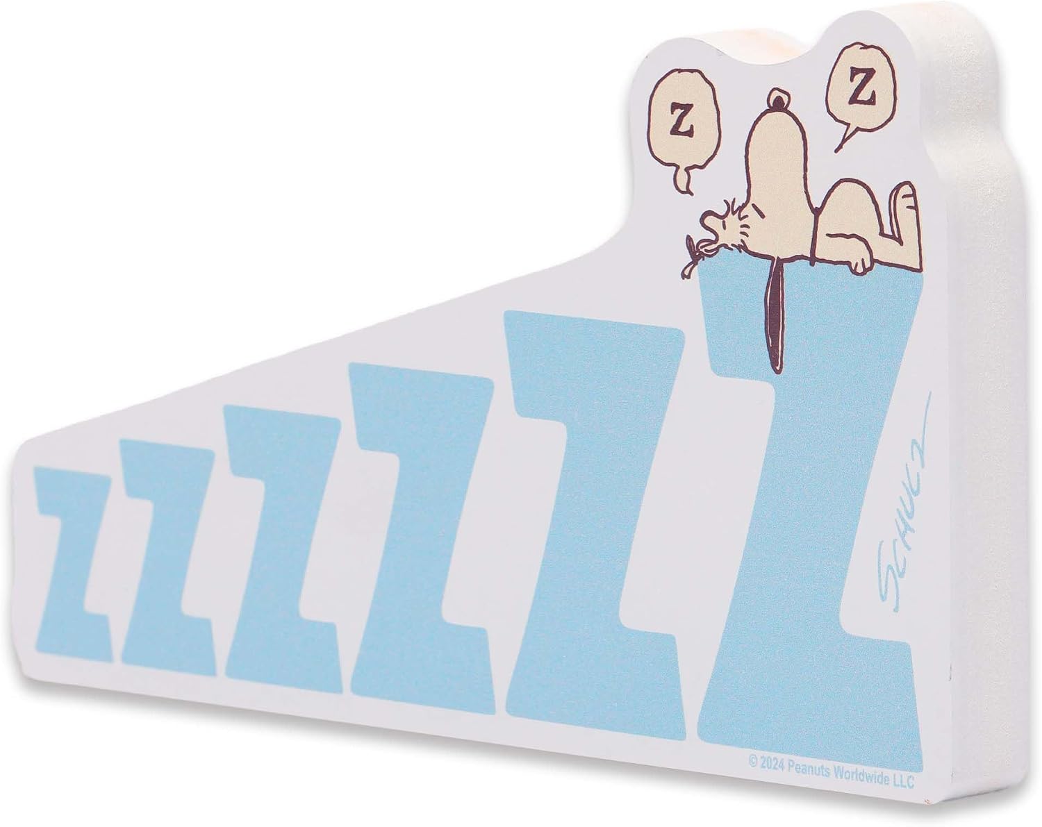 Open Road Brands Peanuts Snoopy Zzzs Shelf Sitter Decor - Cute Chunky Wood Block Tabletop Decoration for Kids' Bedroom or Nursery