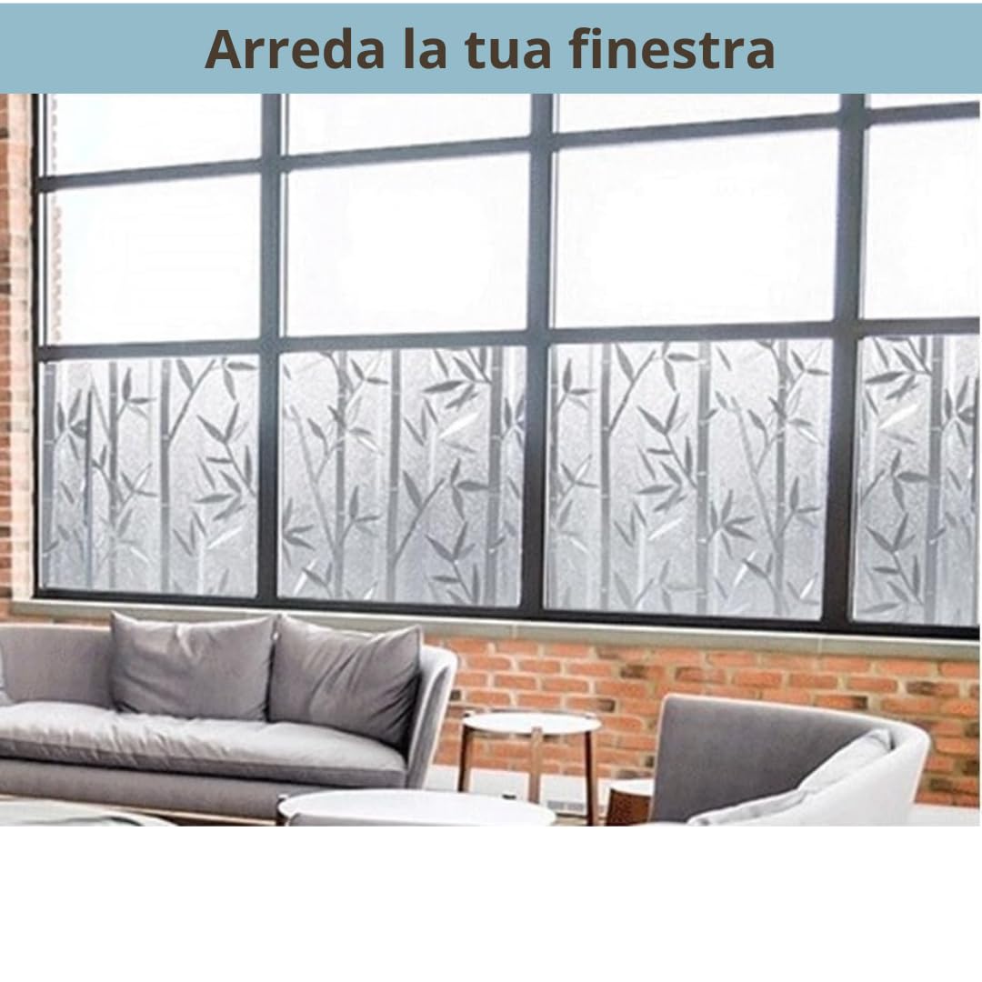 Pellicola decorativa Vetri (Bamboo, 60 x 200 CM) Protezione Privacy Autoadesiva senza colla Anti UV senza Residui Facile Applicazione Finestre Doccia Aderenza Statica Rimovibile Riutilizzabile