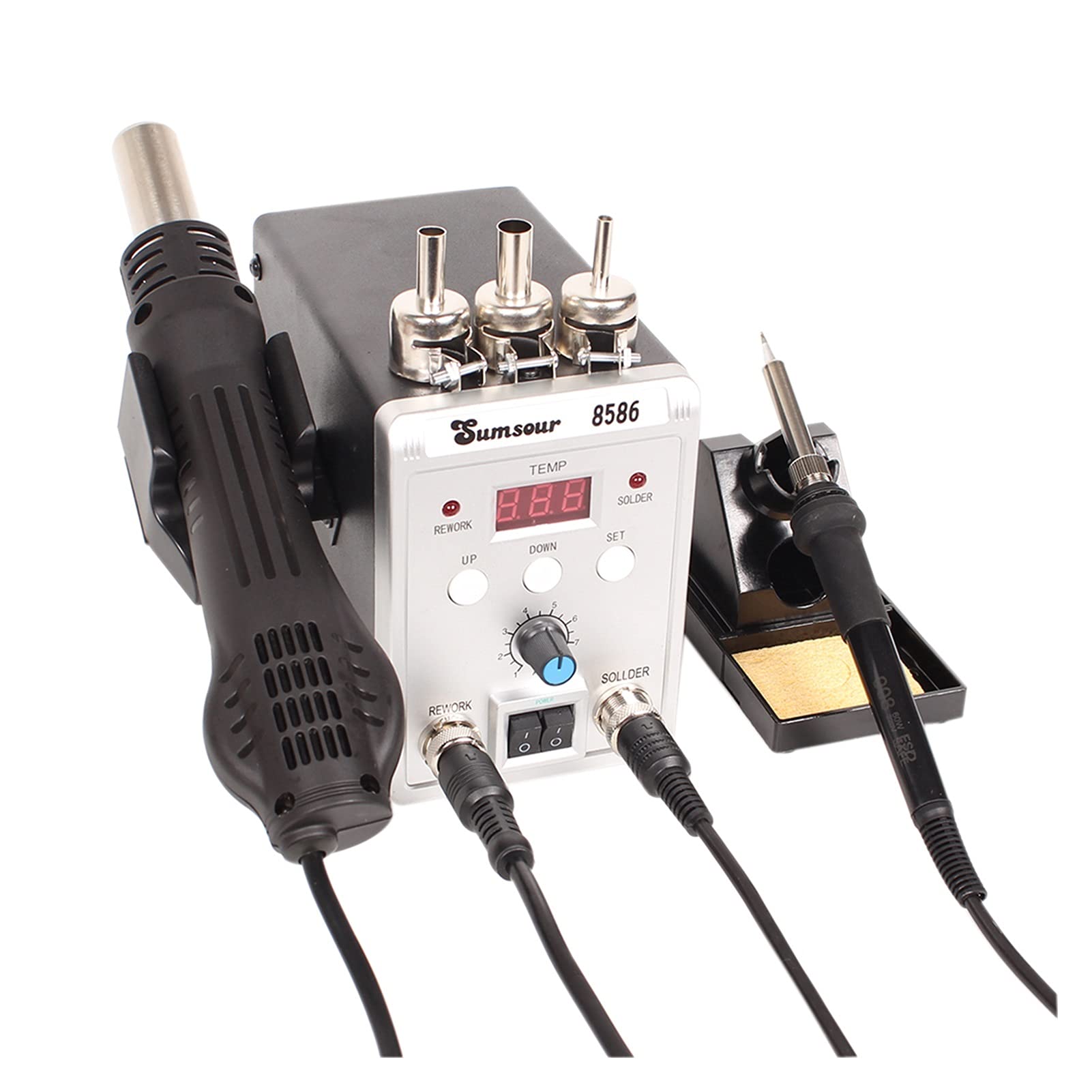 Stazione di saldatura, Stazione di saldatura 8586 2-in-1 di saldatura elettrica Irons aria calda di calore 76 0W SMD Rilavorazione dissaldatura saldatura Kit Strumenti di riparazione