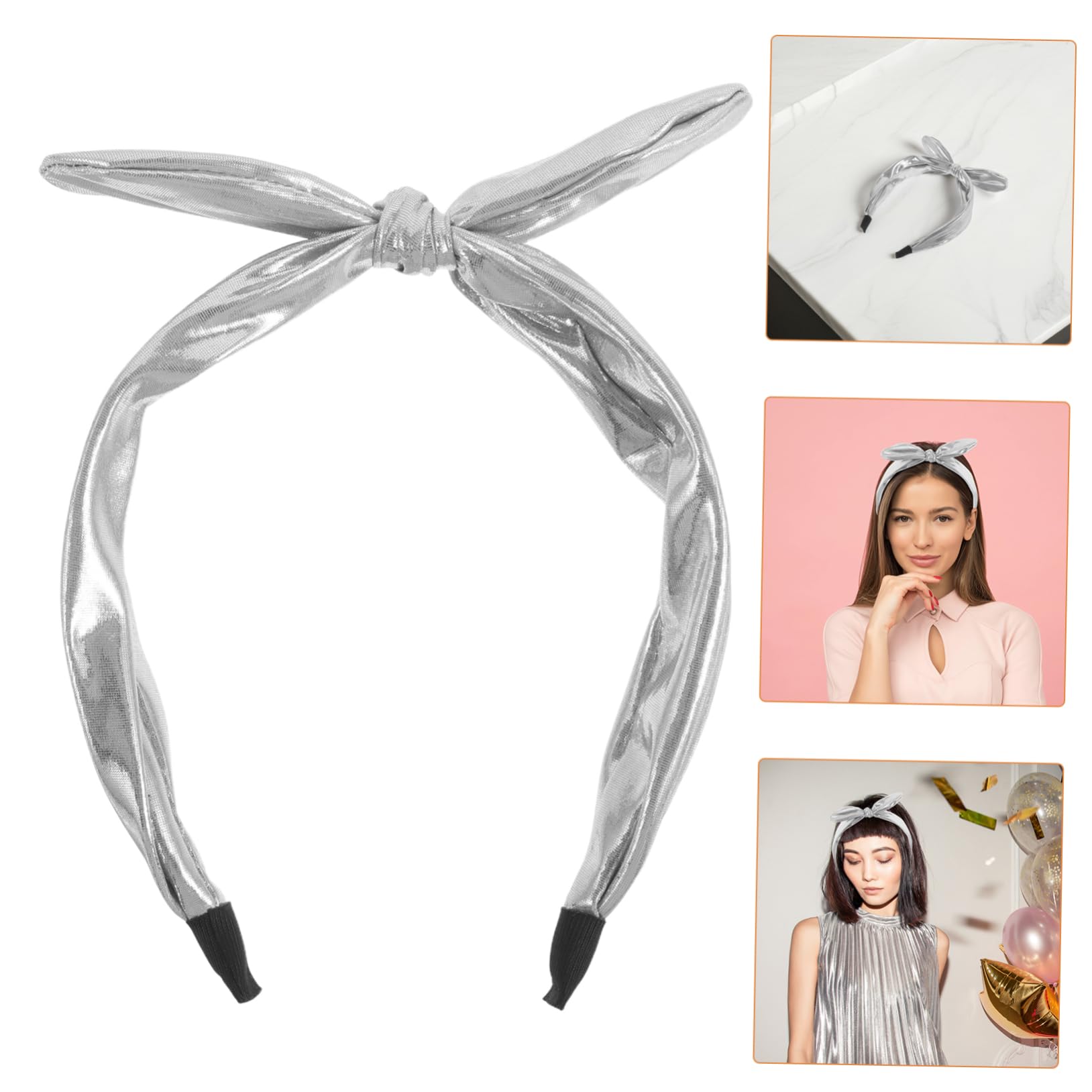 4 Piezas Diadema Ancha con Lazo Metálico Accesorio para Pelo Cómodo y Seguro Banda de Moda para Mujeres y Niñas para Fiestas Celebraciones y Diario