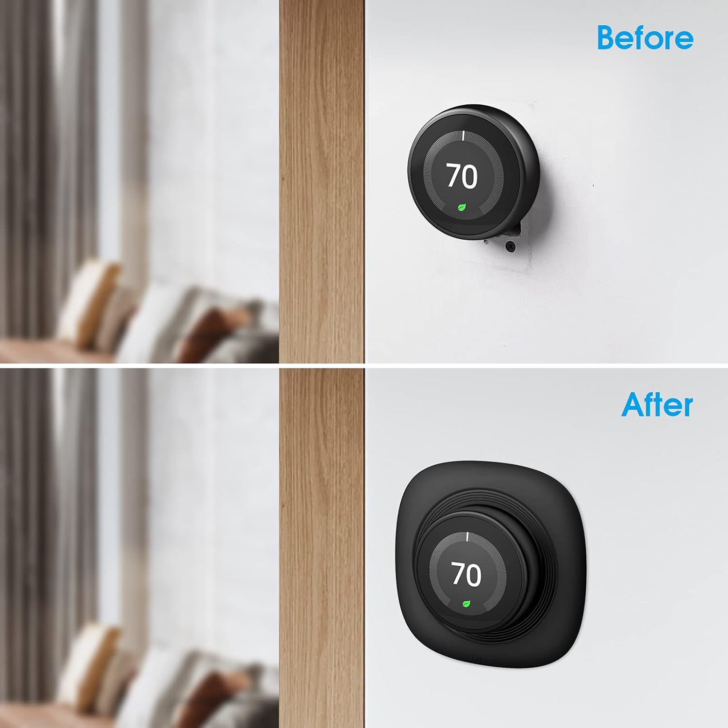 Fintie Wall Plate Cover Compatible with Google Nest Learning Thermostat 1st/2nd/3rd Generation, Practical Nest Learning Trim Kit, Easy Installation, Matte Black