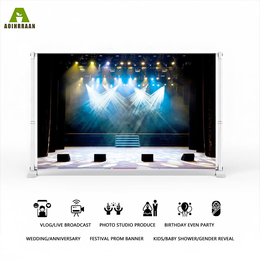 Aoihrraan 3x2m Theater Podium Achtergrond Rode Gordijnen Rustieke Vintage Houten Vloer Podium Fotografie Achtergrond Talent Performance Show Award Ceremonie Festival Viering Banner Fotostudio