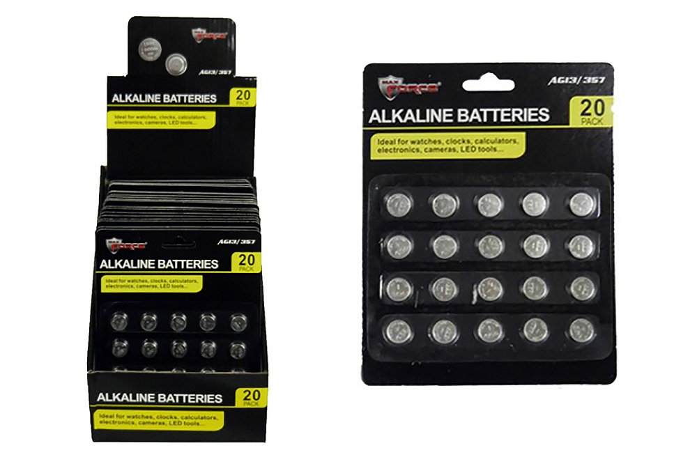 Max Force Diamond Visions 01-0930 20 Piece Alkaline Battery Card Multipack (40 Assorted Batteries)