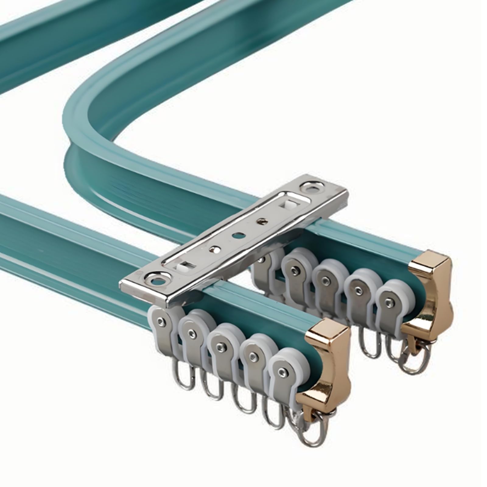 WQPMNYG Flexible Double Curved Aluminum Track for Ceiling/Wall7.2FT/220CM Ideal for Room Dividers & Living Rooms Bendable Design for Custom Layouts