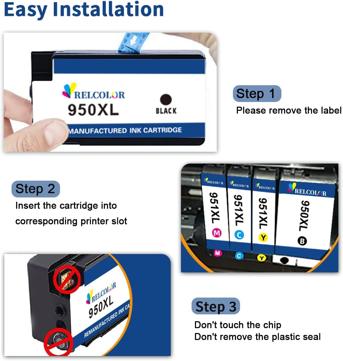 Replacement for HP Ink OfficeJet Pro 8600 8610 8100 Printer 950XL 951XL Cartridge 950 951 XL to Officejet pro 8620 8625 8630 8660 8615 276DW 251DW Printer, High-Yield 4 Pack|HP950 HP951 XL : Office Products