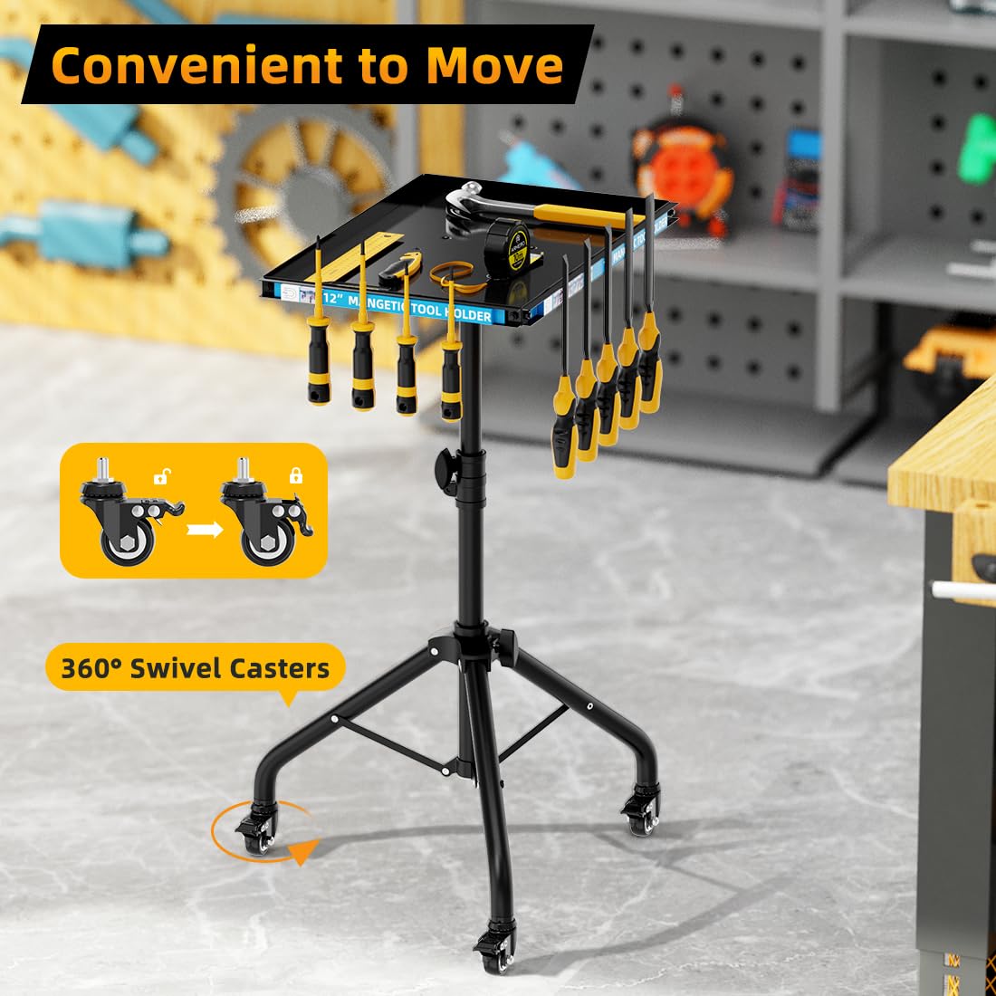 Tools Rack Movable Garage Tool Storage Cart Portable Workbench Rolling Tool Cart With ...