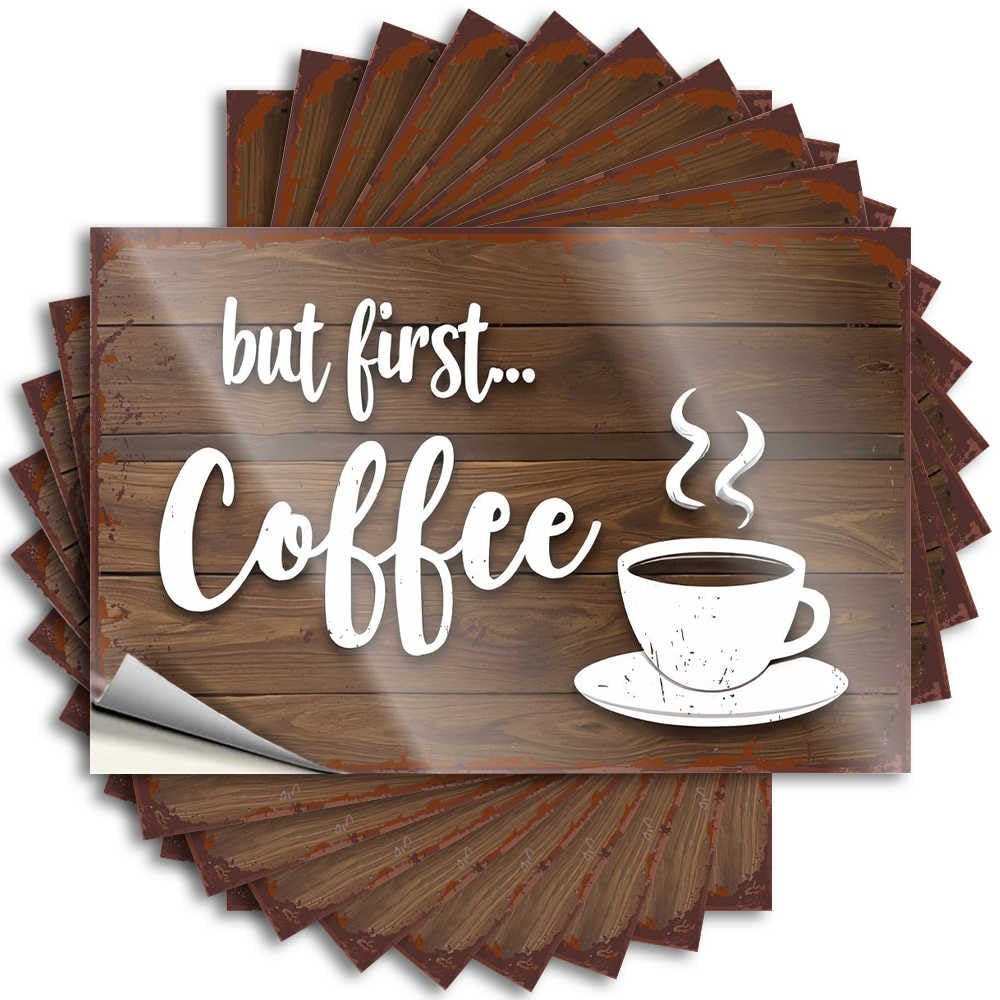 Fzfn Men's Colour Morning Ritual: But First, Coffee! Encouraging Bedroom Decor - Lettering Sticker Case Removable Vinyl Decal(12X18cm)
