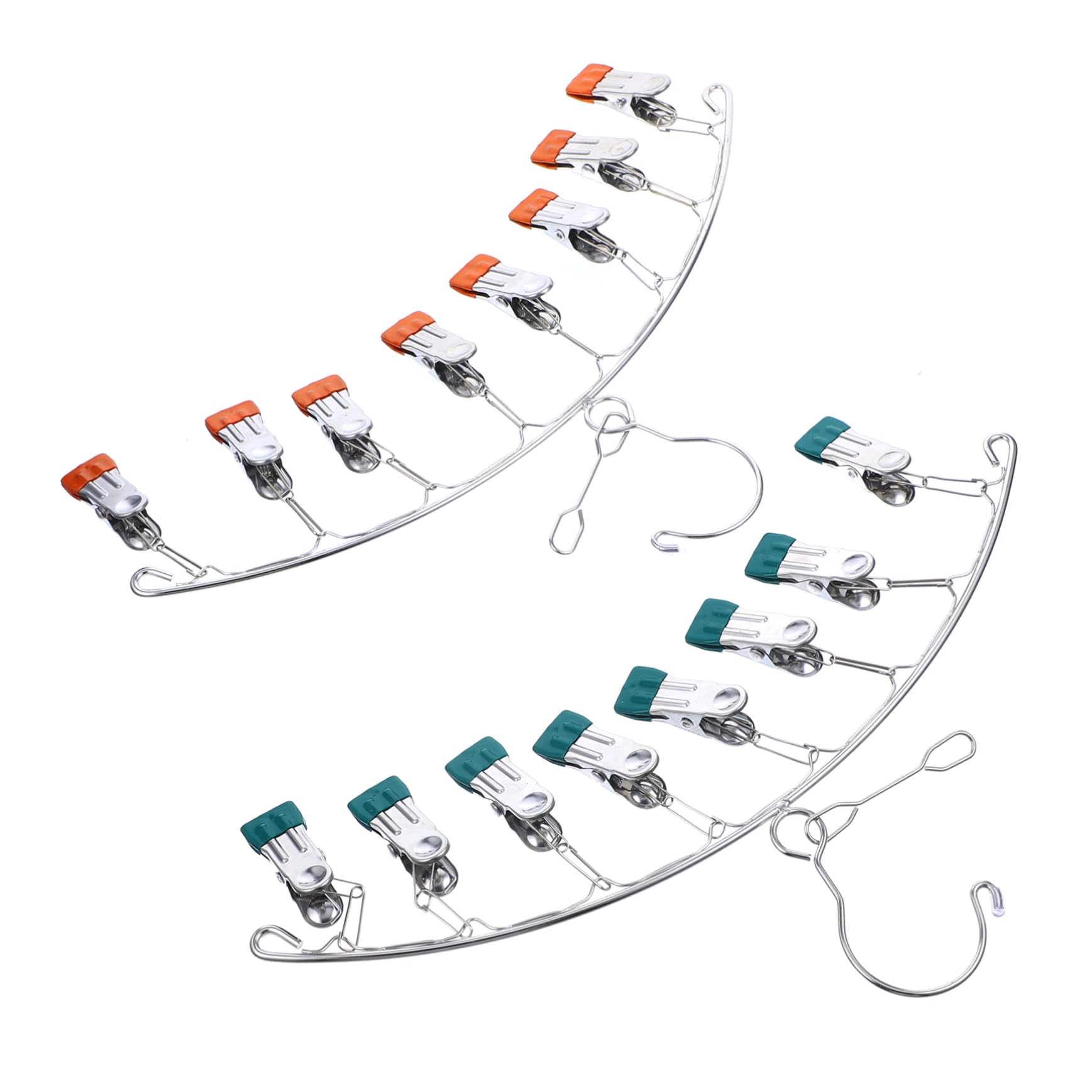 CHILDWEET 2pcs Multi Clip Hanger Coat Hanger Multi-Functional Pants Rack Trouser Hanger Pants Hangers Sock Dryer Hanger Closet Hangers Clip Hangers Foldable Clothes Rack Stainless Steel