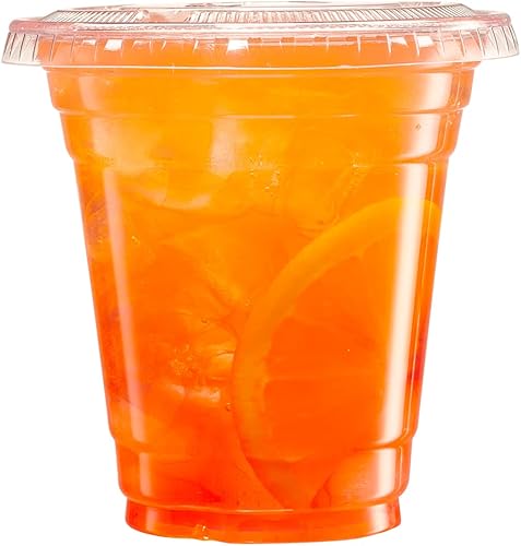 Miniatura 2 de Vasos de plástico con tapas 12 onzas vasos de plástico transparente sin BPA tazas de café desechables con borde enrollado tazas transparentes para