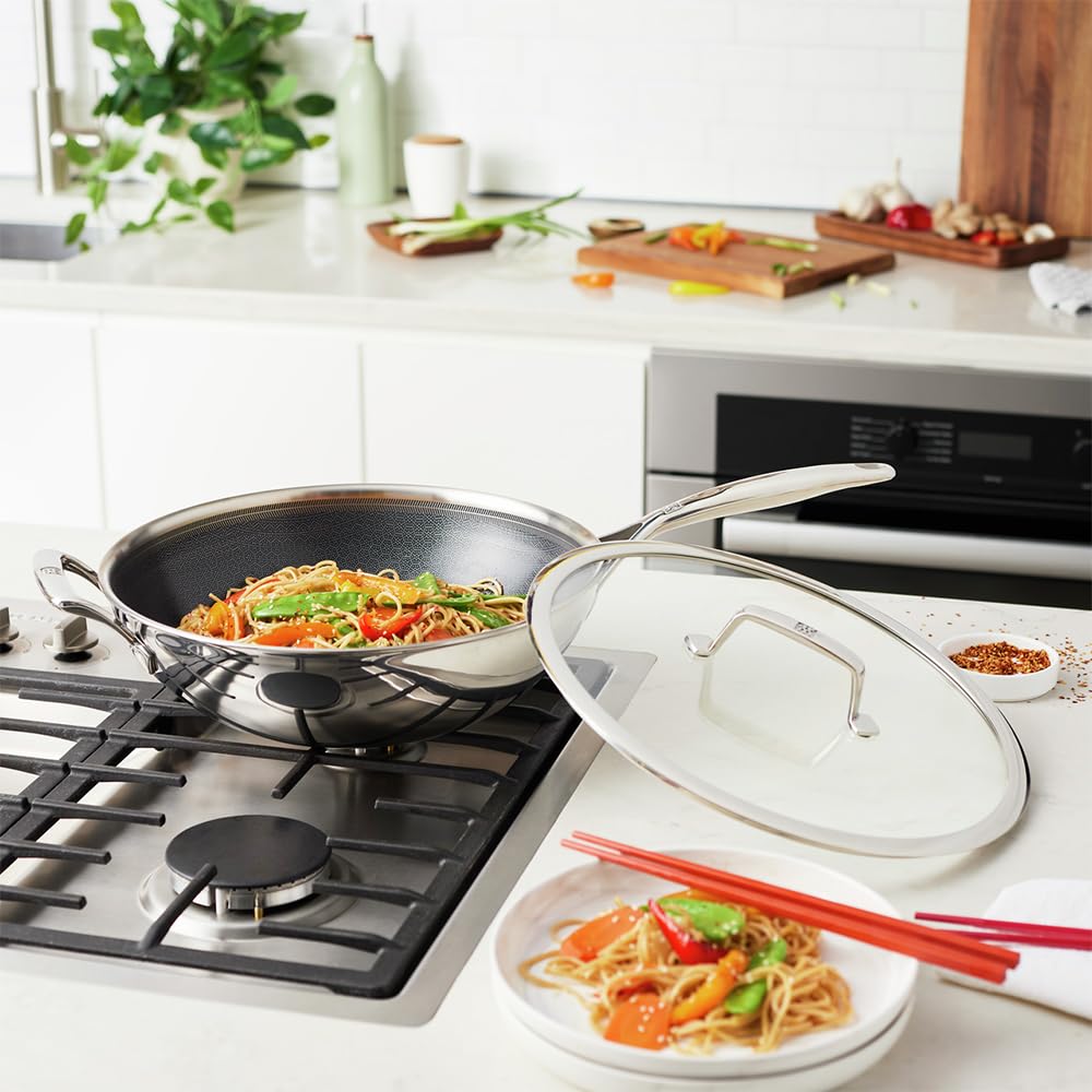 ZWILLING Peak Ceraforce HyCoat Wok 30 cm con tapa de cristal acero inoxidable 18/10