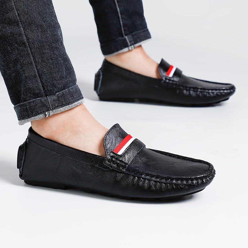 HBJWOV Shoes Men's Flat Heel Casual Slip-on Loafers Comfortable Round Toe Oxford Men Low Top Breathable for Travel Shopping Driving3