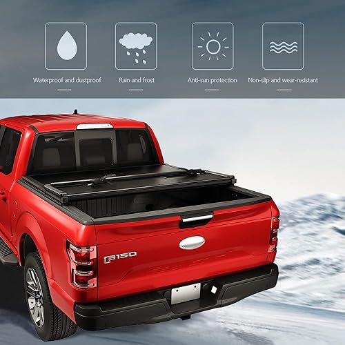 Miniatura 4 de CARMOCAR Cubierta rígida de triple pliegue para caja de camioneta 2022 2023, repuesto para Toyota Tundra 5.5 pies (66.7 pulgadas) (sin edición