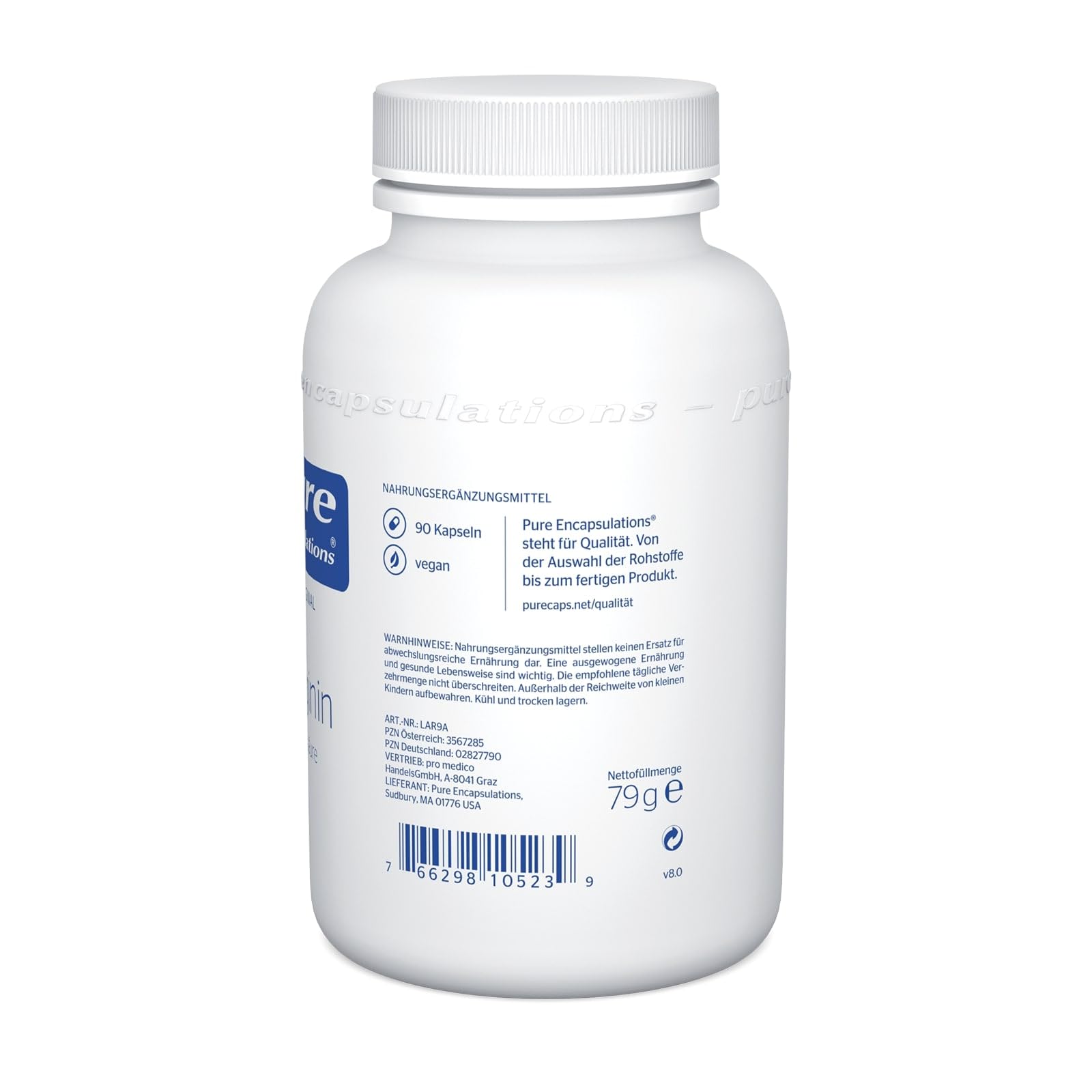 Pure Encapsulations - L-Arginin - Nahrungsergänzungsmittel mit Aminosäuren - Hochdosiert für erhöhten Bedarf - 90 vegane Kapseln