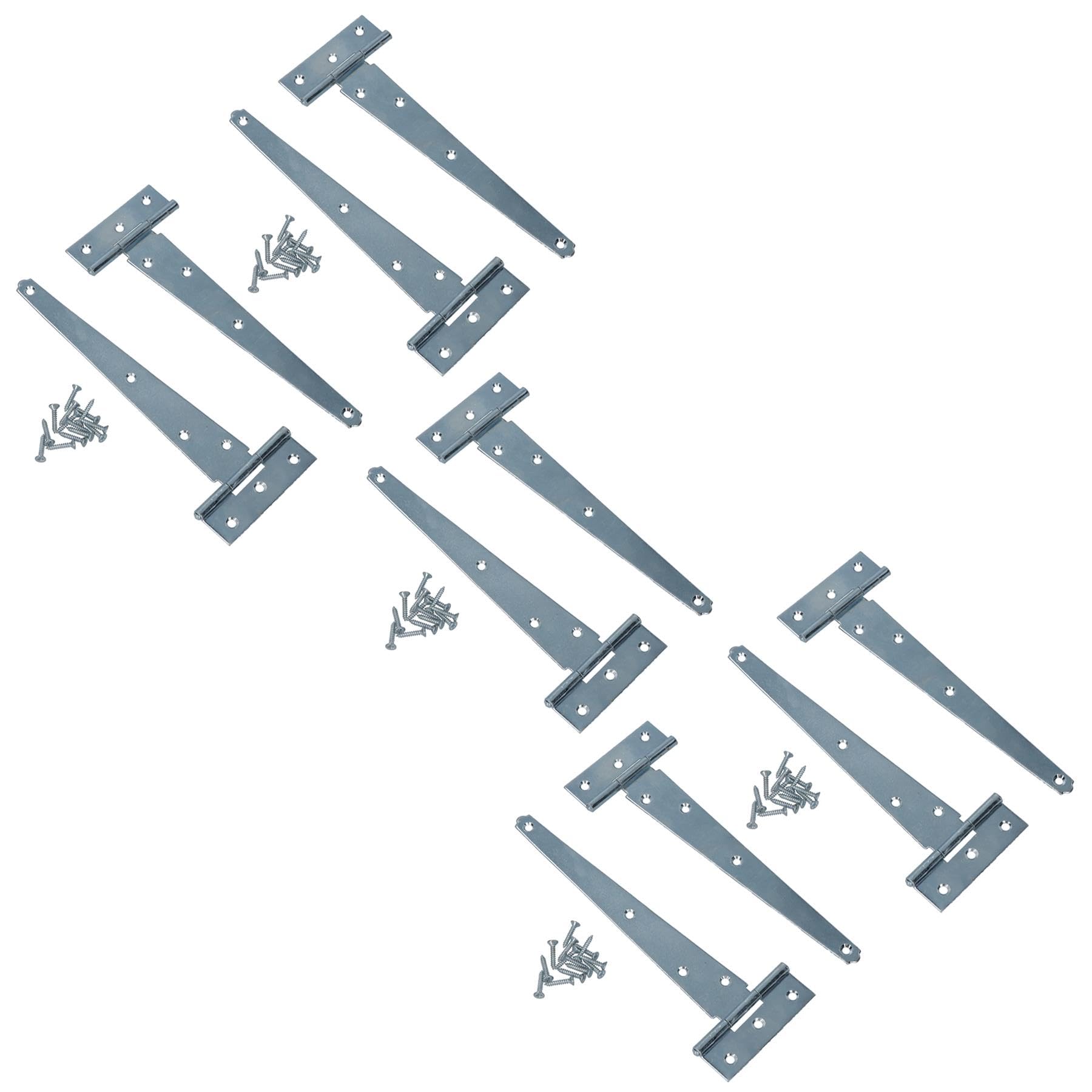 Charnières en T robustes 204 mm zinguées pour abri de jardin et portails extérieurs x10