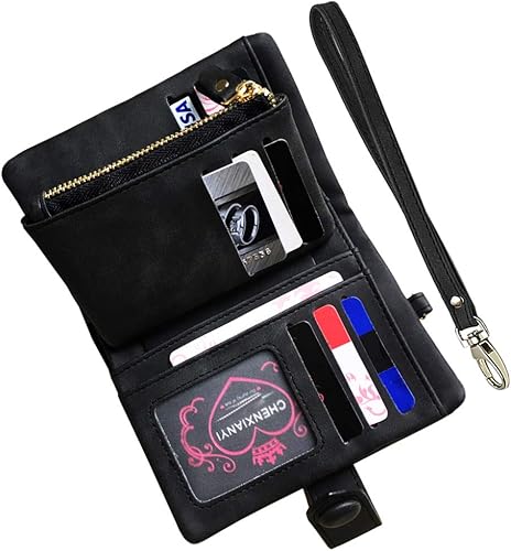 Miniatura 3 de AOXONEL Women's Small Bifold Leather wallet Rfid blocking Ladies Wristlet with Card holder id window Coin Purse