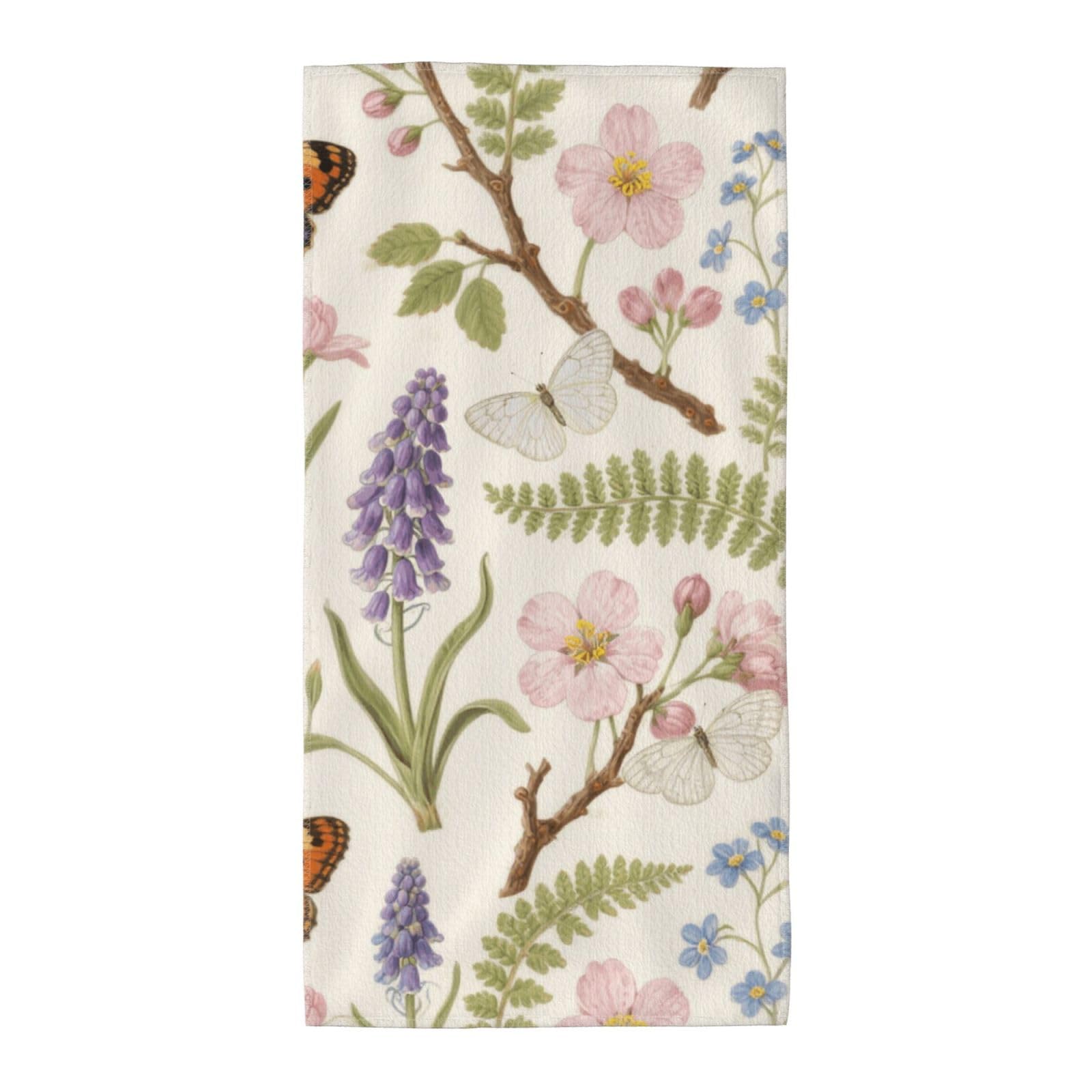 FekiLoot Absorbent Hand Towels 13.8"X27.5" Decorative Bathroom Towel Soft Microfiber Face Towel Floral Dish Kitchen Towels for Bathroom Kitchen Hotel Spa Bath Towels