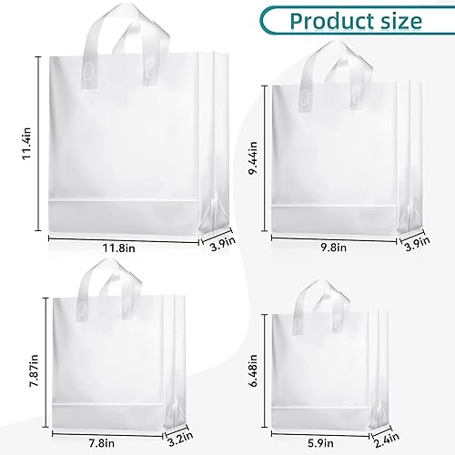 Miniatura 2 de 100 bolsas de plástico esmerilado de 4 tamaños diferentes con asas bolsas bolsas de regalo bolsas para sacar con fondo de cartón transparente